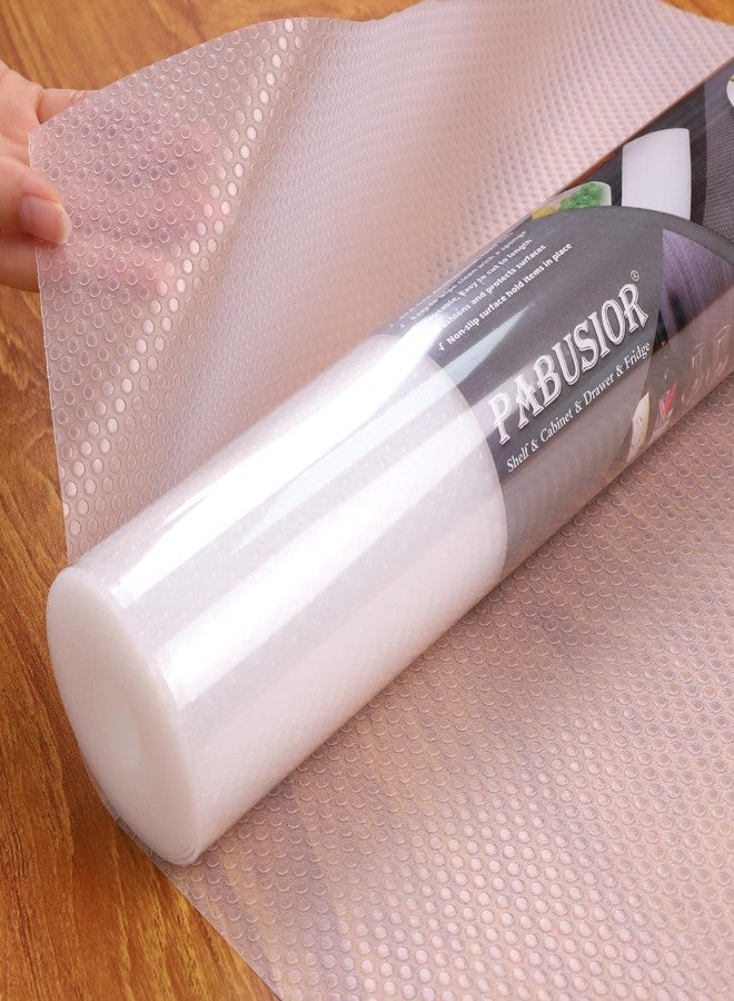 PABUSIOR Clear Cabinet Shelf Liner: Waterproof Non-Adhesive Kitchen Drawer Liner - Easy to Clean Bathroom Cupboard Shelves Mat for Refrigerator Pantry Closet Translucent 8" W x 145" L - Image 1